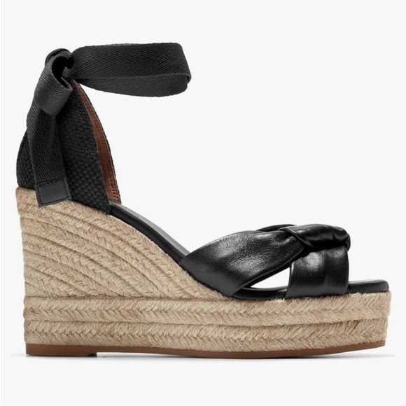Cole Haan Cloudfeel Hampton Espadrille Wedge Sandal NWB Size 9 Black - Picture 4 of 9